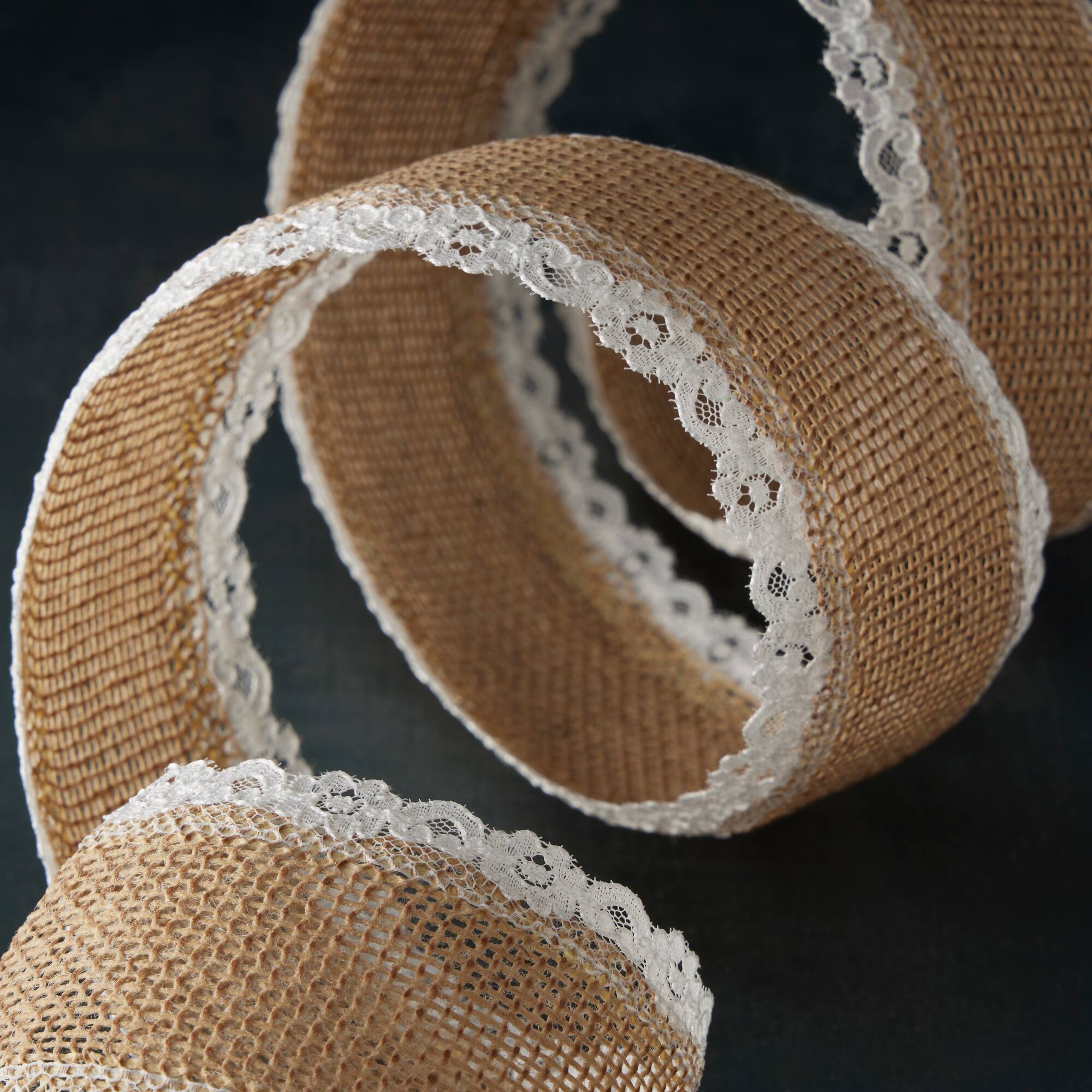 12 Pack: 2.5" x 3yd. Faux Burlap & Lace Ribbon by Celebrate It® Classic